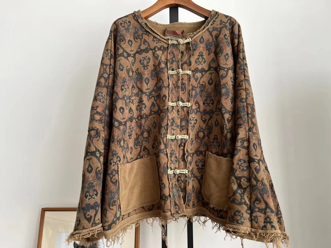 原创砂洗针织棉宽松外套(衣长67cm )