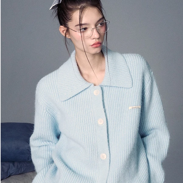 【LaluneDuCiel】NEAT·简月慵懒感针织毛衣开衫外套LSMY00307
