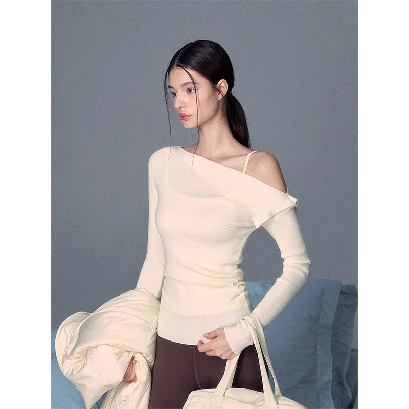 【LaluneDuCiel】LLDC暖冬季上新22号18点纯色落肩翻领针织打底衫女
