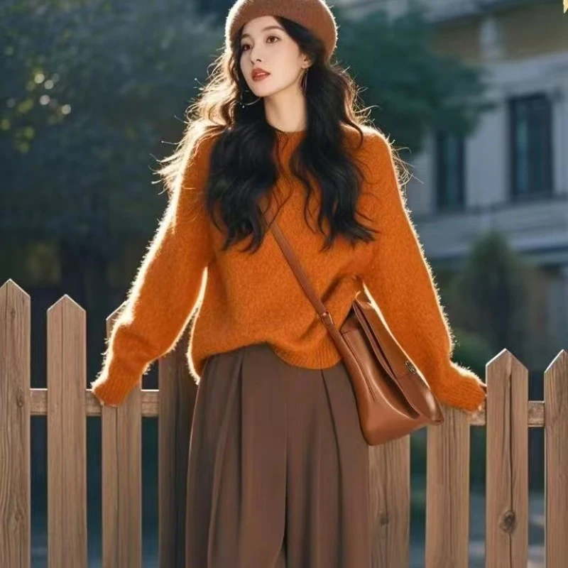 YS#松弛感韩系穿搭宽松毛衣冬季新款时尚气质针织上衣DY11461