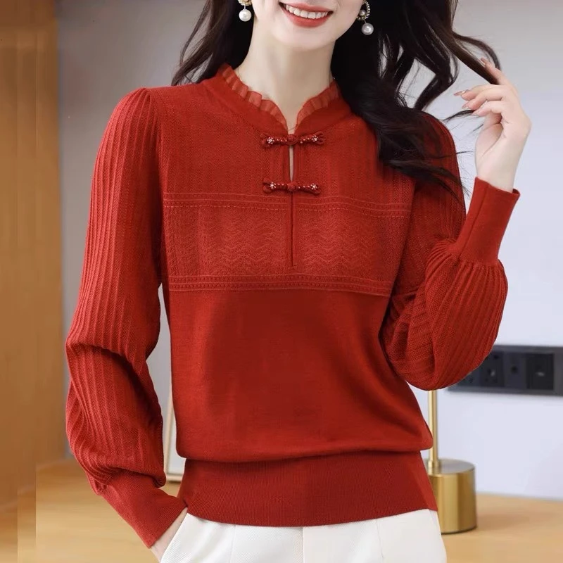 YS#复古针织衫女秋冬新款毛衣百搭打底衫洋气上档次上衣DY6603