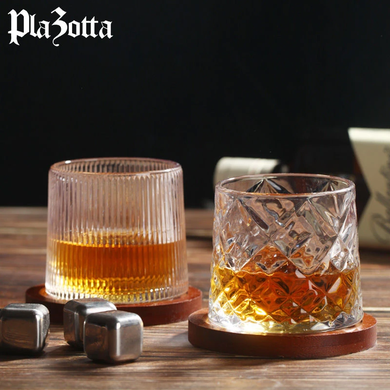 德国plazotta玻璃酒杯威士忌杯不倒翁解压洋酒杯家用锤纹杯子