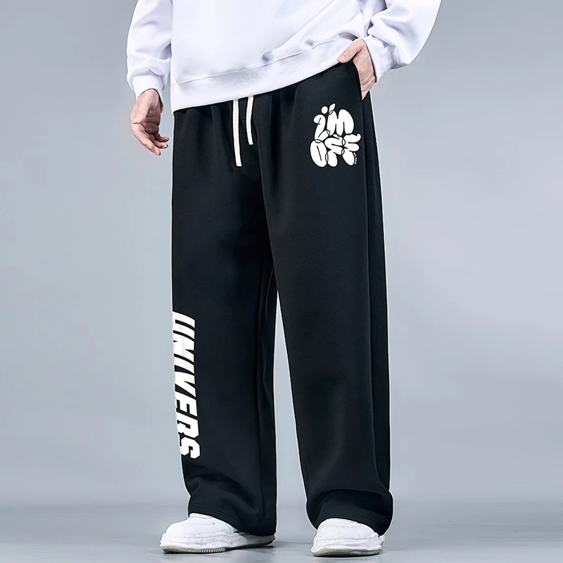 直筒裤大码男裤裤子感男装显瘦阔腿长裤加肥加大休闲时尚薄款