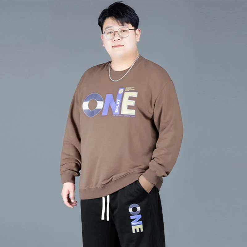 大码卫衣男秋冬新款印花宽松休闲男装胖子衣服加肥加大男士上衣