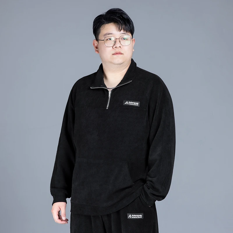 大码卫衣运动装男春秋新款高领休闲宽松胖哥加肥加大男装长袖卫衣