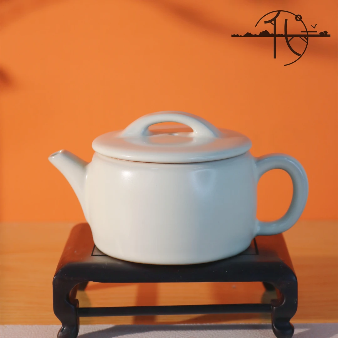 米黄汝窑汉瓦茶壶陶瓷家用简约泡茶壶单壶茶杯办公室茶具A8709