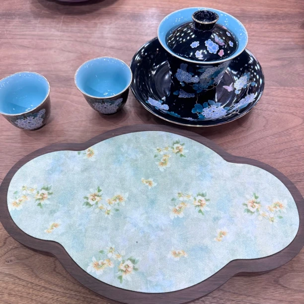 松石绿陶瓷盖碗功夫茶具防烫泡茶碗家用茶杯A11642