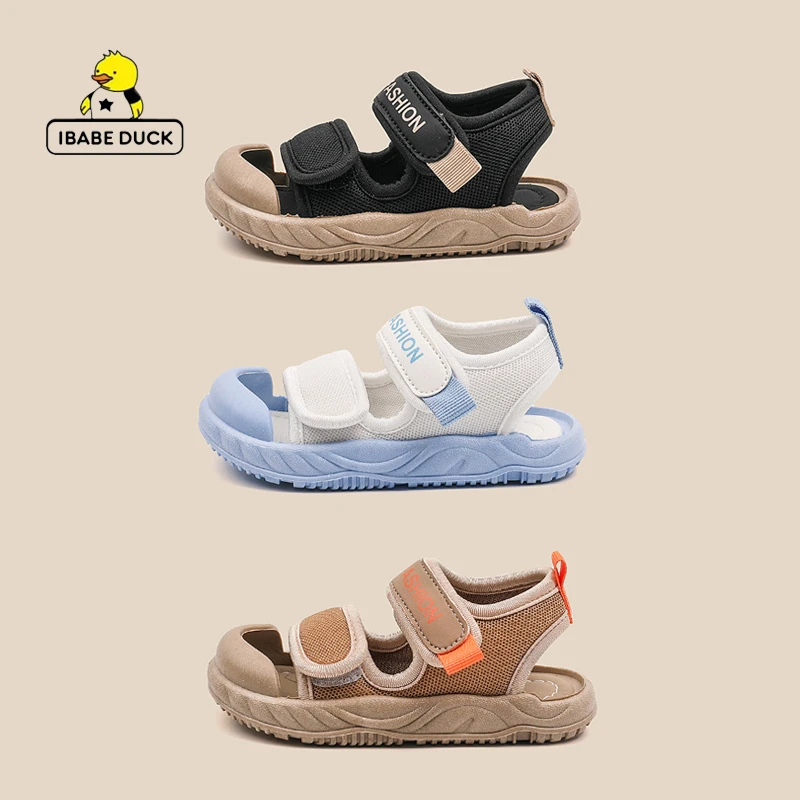 ibabe Duck/芽宝小黄鸭宝宝学步鞋简约凉鞋防滑沙滩软底鞋包头