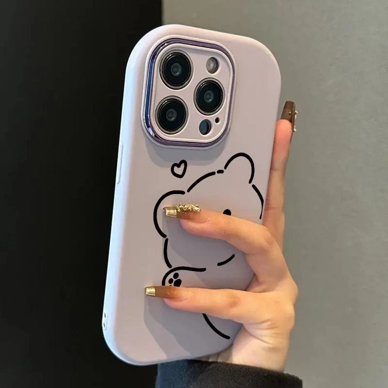 精孔胖妞爱心熊适用苹果16手机壳iphone15华为oppo小米vivo防摔43