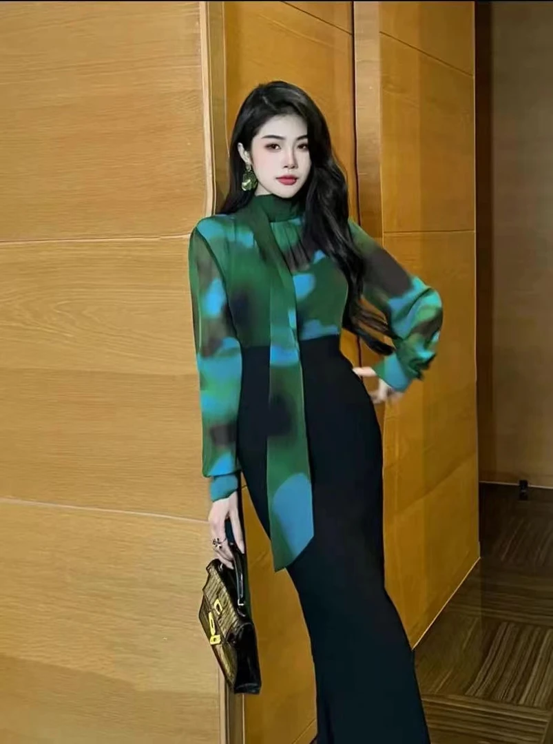 【OSM】2025早秋新品彩色蝶时尚轻熟气质渲染上衣