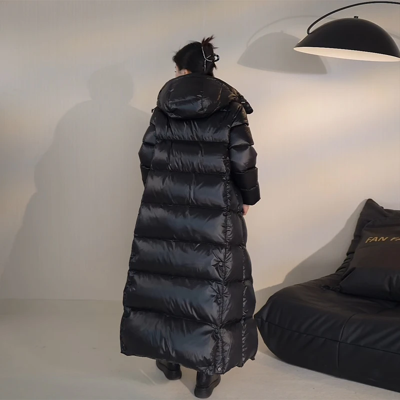 95白鹅绒长款羽绒服女超长过膝加厚到脚踝2024冬新款极寒加长外套