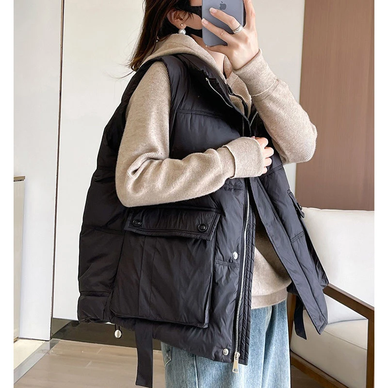 棉马甲女秋冬季大码女装胖妹妹无袖棉服外套宽松休闲外穿坎肩马夹