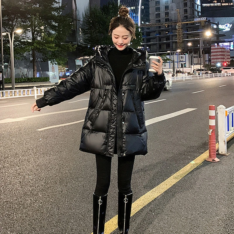 大码羽绒服棉服女中长款冬季显瘦棉袄亮面免洗棉衣胖mm韩版宽松外