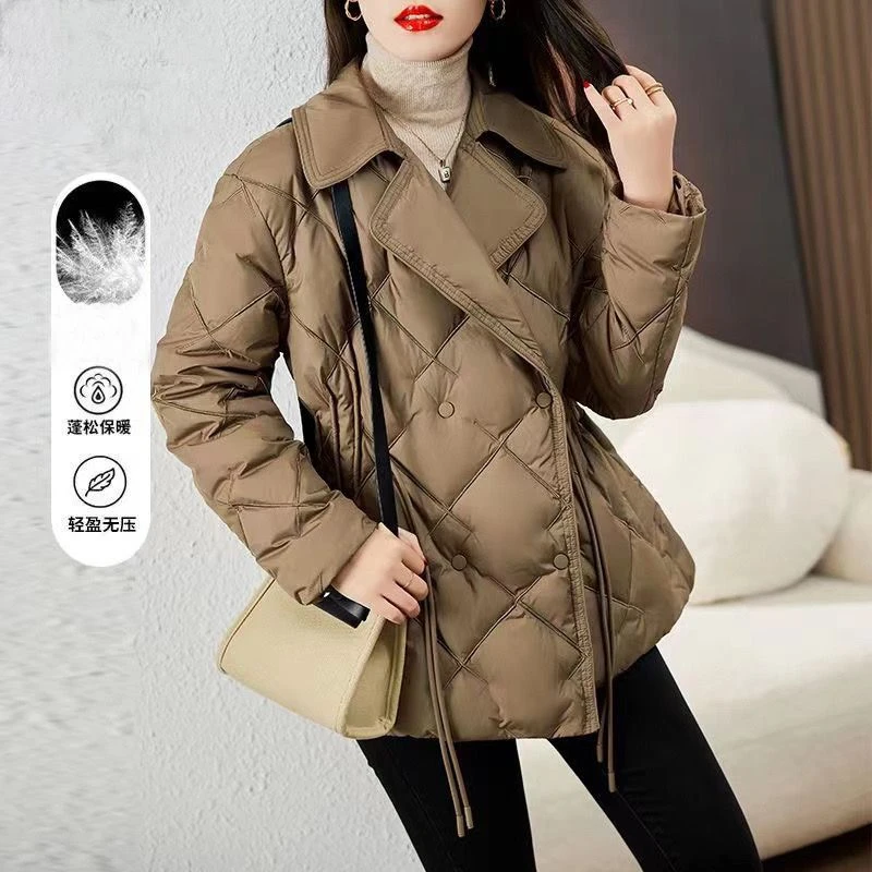 羽绒服保暖时尚西装领轻薄女士女款短款修身季年小个子时尚