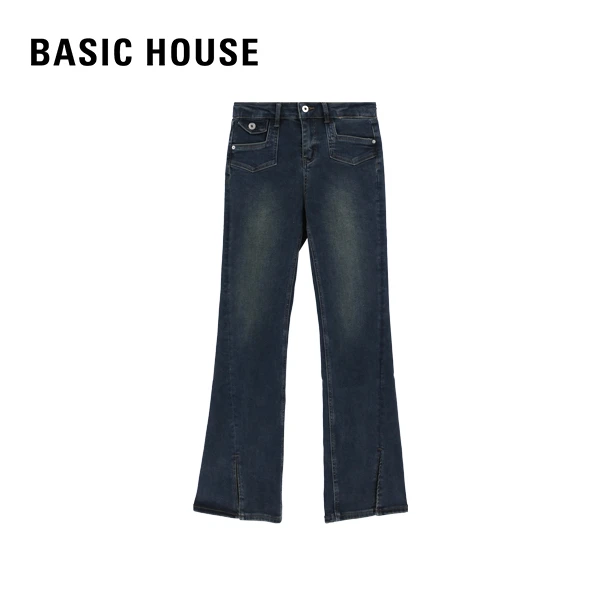 Basic House/百家好2023新款微喇裤休闲牛仔喇叭裤 B0823B52492