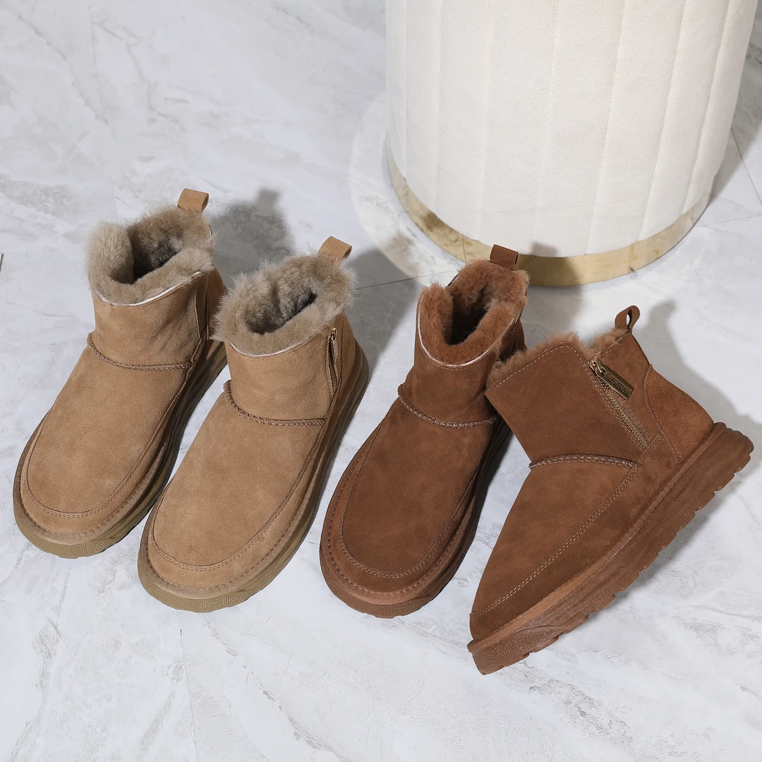 男款3cm羊毛一体2024年冬季爆款真皮真毛时尚保暖男士雪地靴男鞋