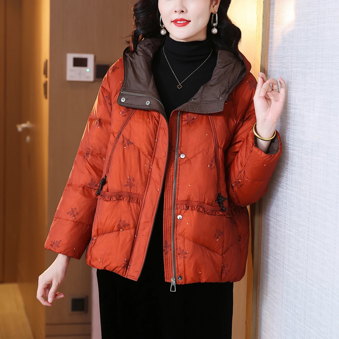 羽绒服冬季2024新款轻奢高级感小个子妈妈白鹅绒外套短款2024正品