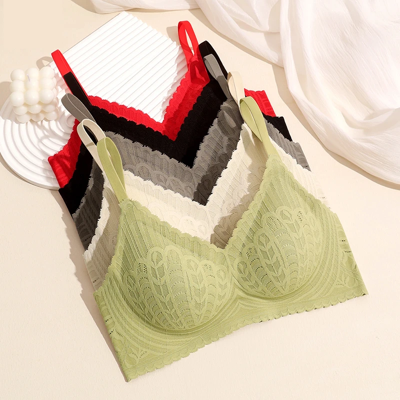 7A抑菌婷美内衣小胸显大胸无钢圈无痕舒适承托蕾丝防下垂聚拢文胸