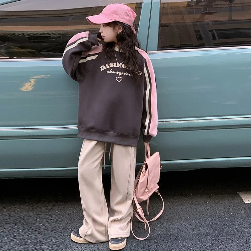 女童卫衣2025新款秋冬洋气儿童加绒上衣大童女孩加厚套头奥粒绒