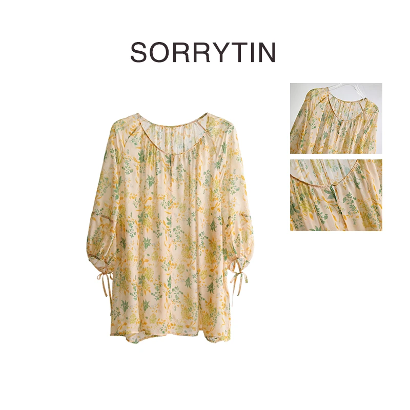 《抱柔蔓》思家高品质 清凉舒适一夏 仙盈惟美碎花真丝衬衣罩衫 女