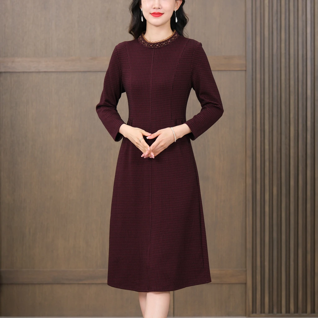 【香妮芬反季宠粉福利】83016新款气质优雅连衣裙高贵长袖喜婆婆