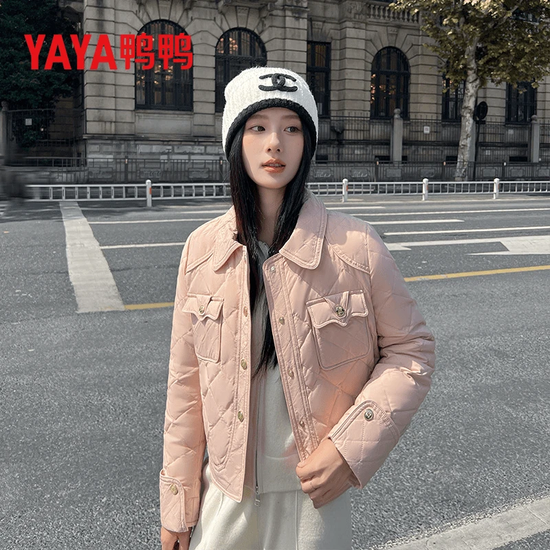 YAYA/鸭鸭短款时尚休闲女士小香风冬季羽绒外套保暖YE4B602373W