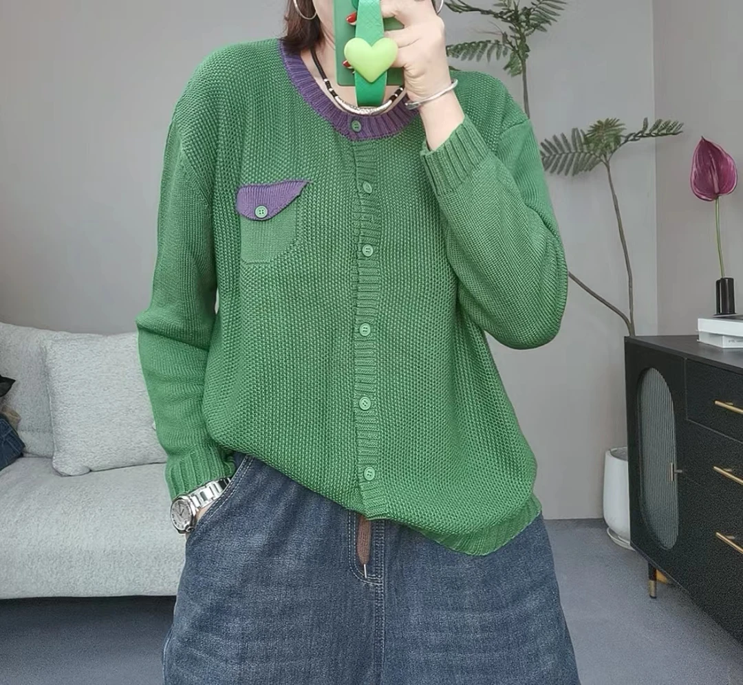 AIXINRUI    5592（小个子专享） 韩版撞色时尚气质百搭小开衫