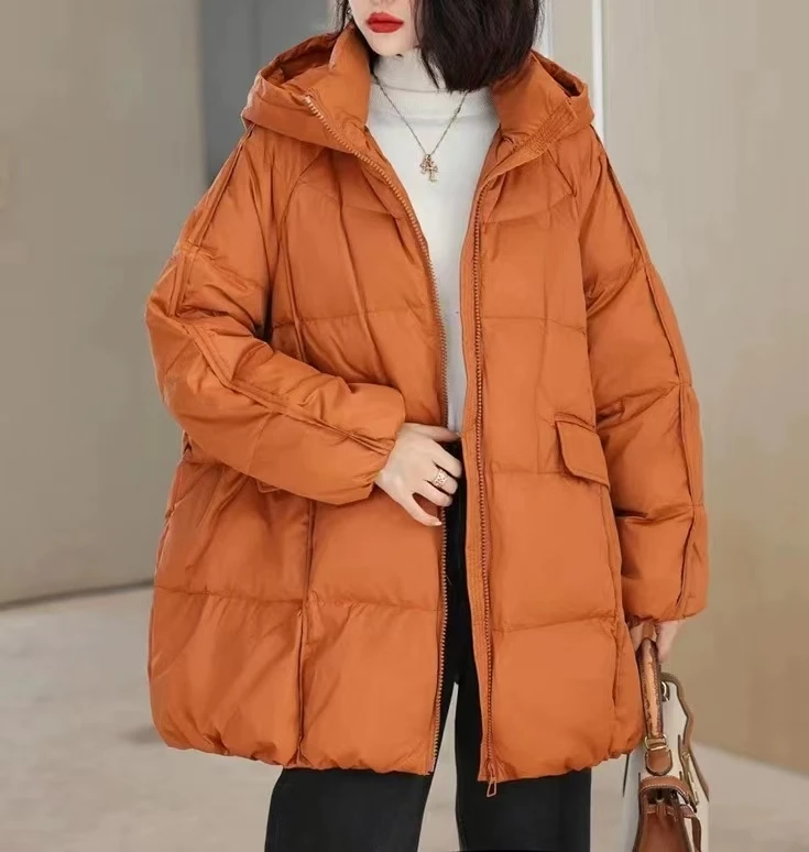 AIXINRUI 655大版文艺休闲时尚宽松加厚连帽羽绒服