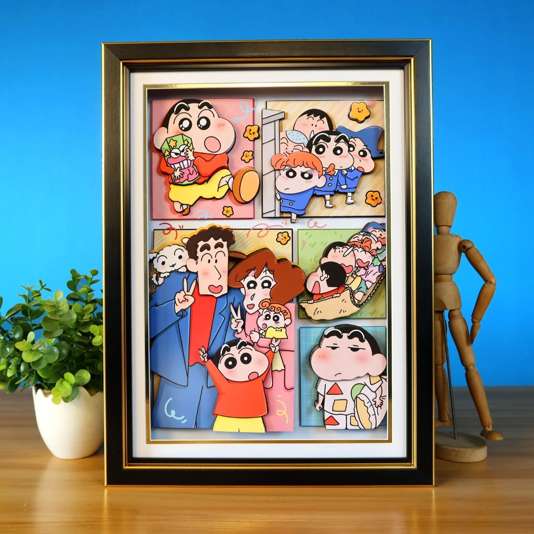 蜡笔小新全家福立体画 野原新之助kala立体画电竞房桌搭 女生礼物