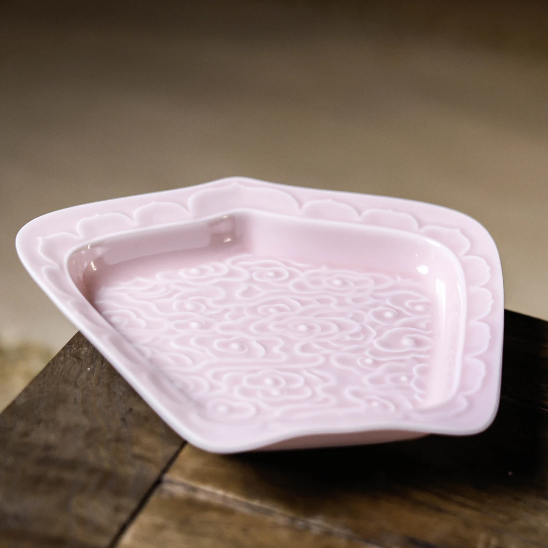 【福器】樱花粉祥云普提盘果盘点心盘家用盘子 （Q7304）