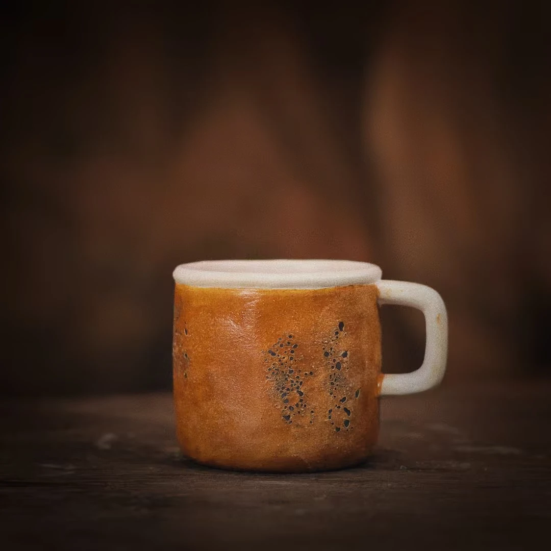 【福器】港风复古橙色马克杯  (本0615)270cc左右