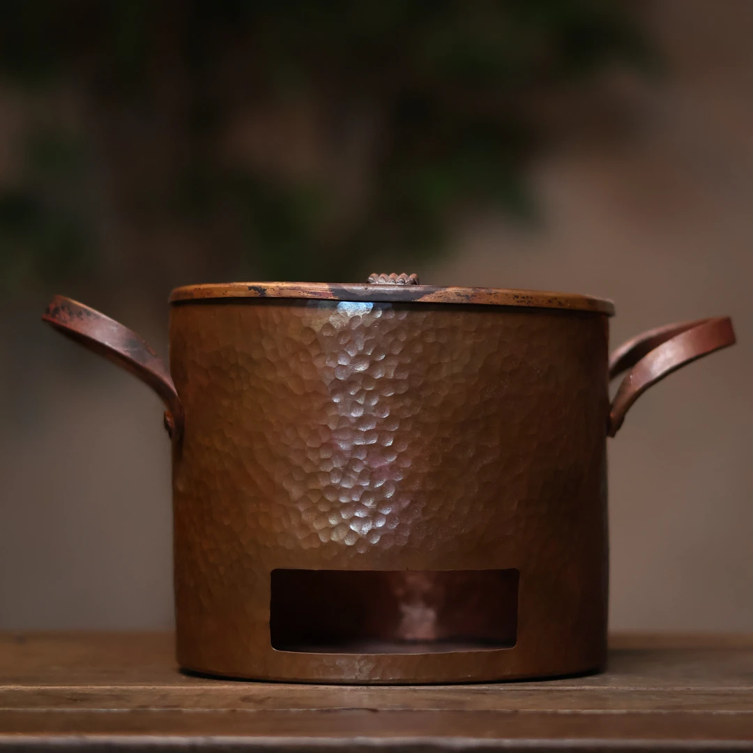 【福器】直身条耳紫铜风炉  (器不同0025)