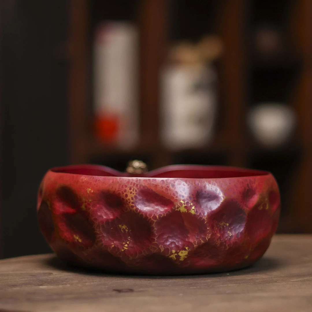 【福器】貔貅紫铜-凹坑茶洗-1700cc直径19cm（曹格0013）