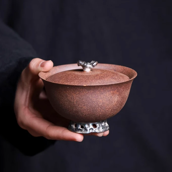 【福器】老岩泥-灰念-太湖石盖碗-130CC（灰念0197）