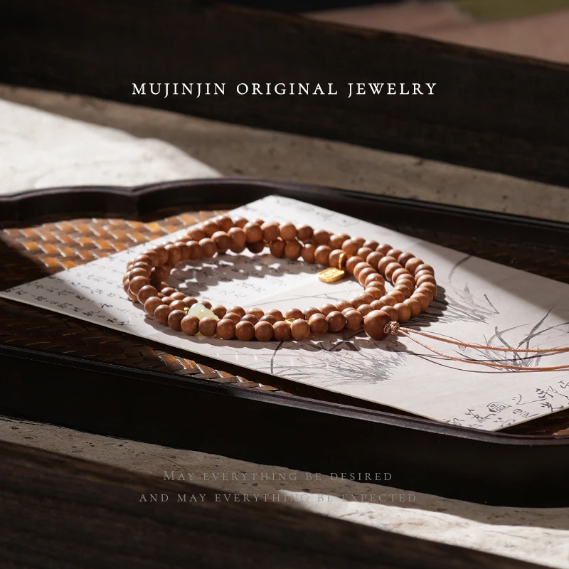 【木槿槿 三思佛缘】天然和田玉手串女款约4m串珠手链QK2570