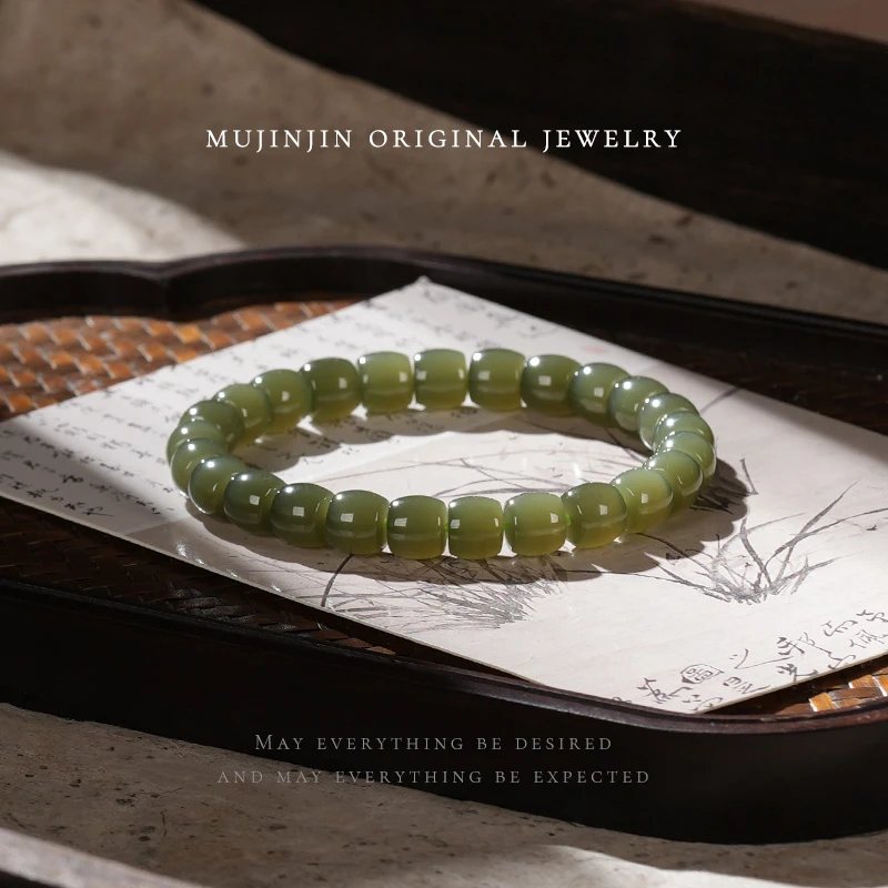 【木槿槿】天然和田玉手串女款约7m直切手链时尚百搭手饰品HN2749