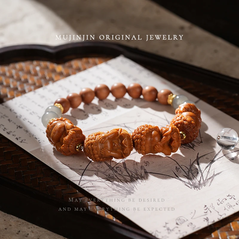 【木槿槿】 四不小沙弥手链女款时尚百搭串珠搭配白水晶TY2454