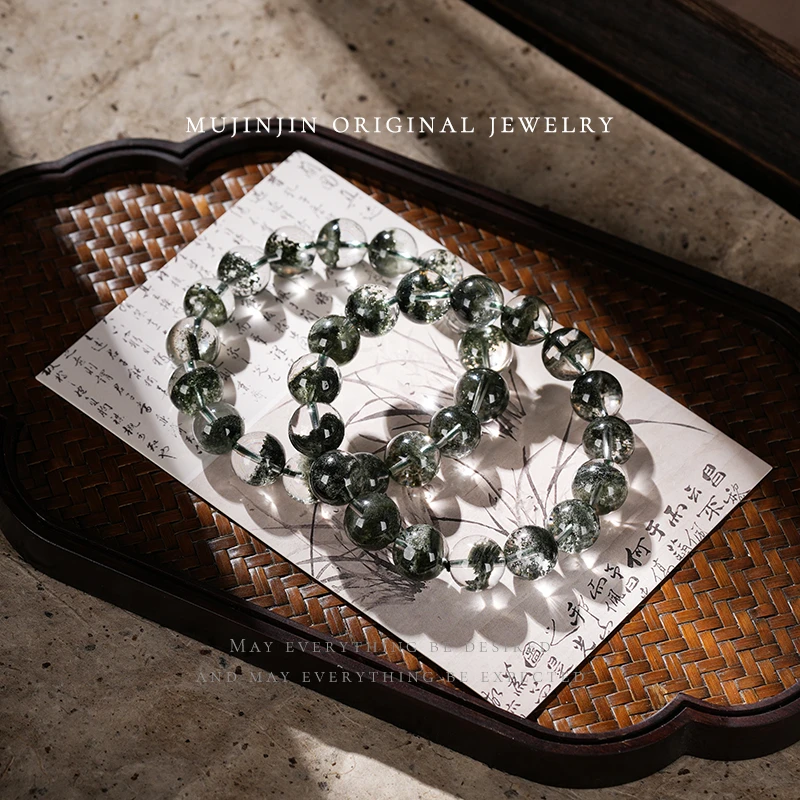 【木槿槿】天然高净体绿幽灵水晶手串女手链约12m XL2500多样性发一