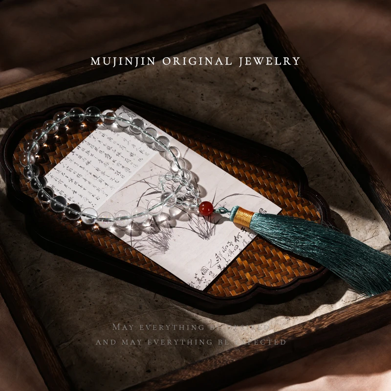 【木槿槿】天然白水晶11mm+手持男女款送礼物国风新中式车挂XL1713