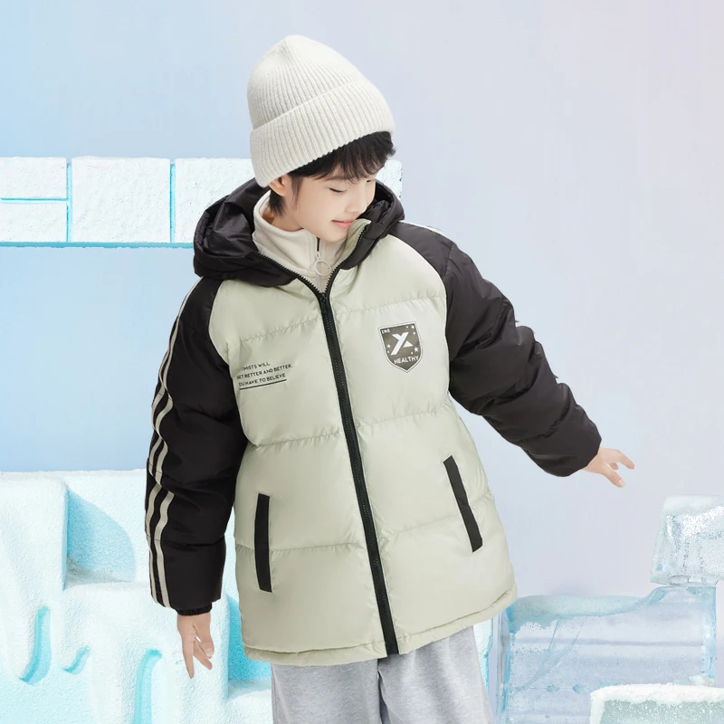 【太阳雪人】中大童插肩撞色冬季加厚保暖中长款羽绒服-T4042002YZ