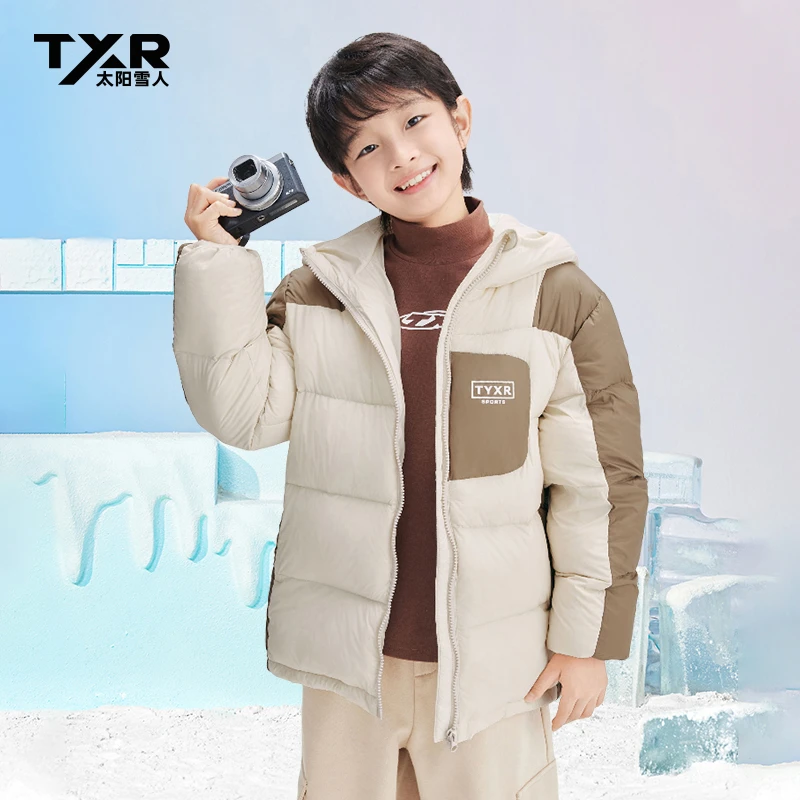 太阳雪人时尚潮酷加厚保暖户外连帽秋冬羽绒服T4042004YZ-DR