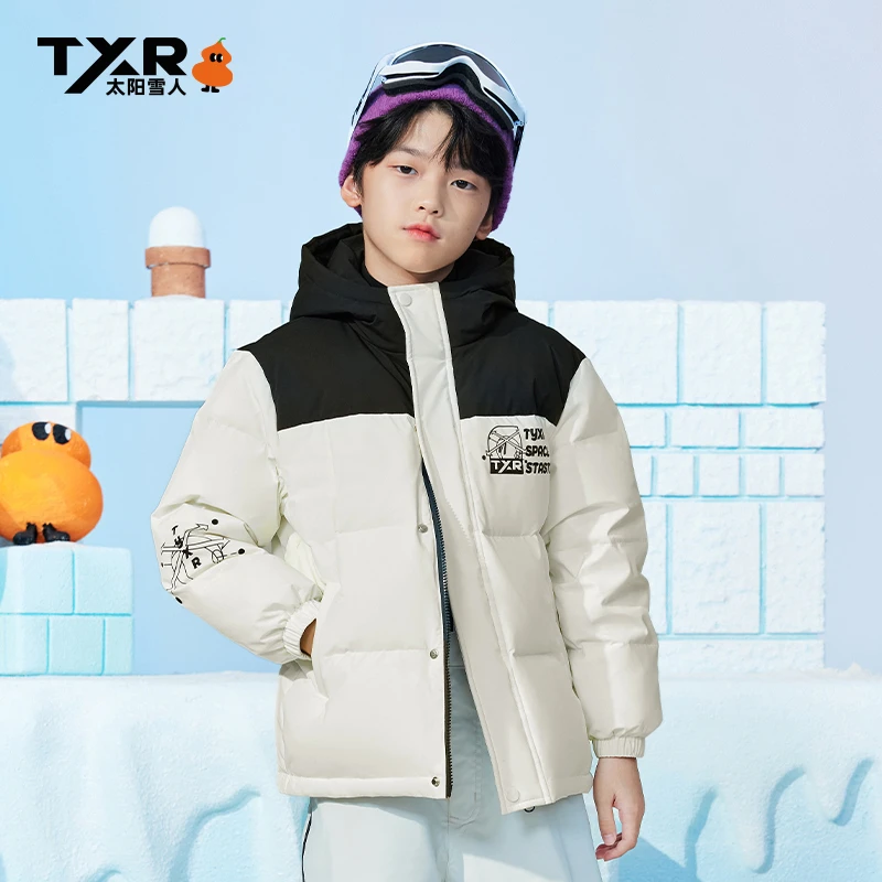 【清仓】太阳雪人儿童羽绒服短款连帽鸭绒服中大童-T4042021YD-DR