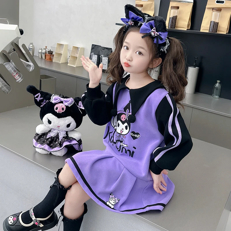 女童库洛米连衣裙春秋款2025新款儿童裙子洋气卫衣裙女宝宝公主裙