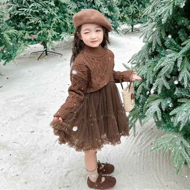 女童连衣裙秋冬2024新款洋气儿童公主裙甜美女孩毛衣裙秋冬款