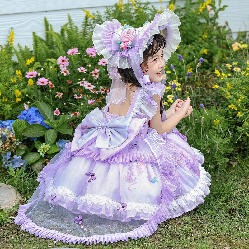 女童连衣裙夏季2024新款高级感儿童夏装紫色女孩夏款洛丽塔公主裙