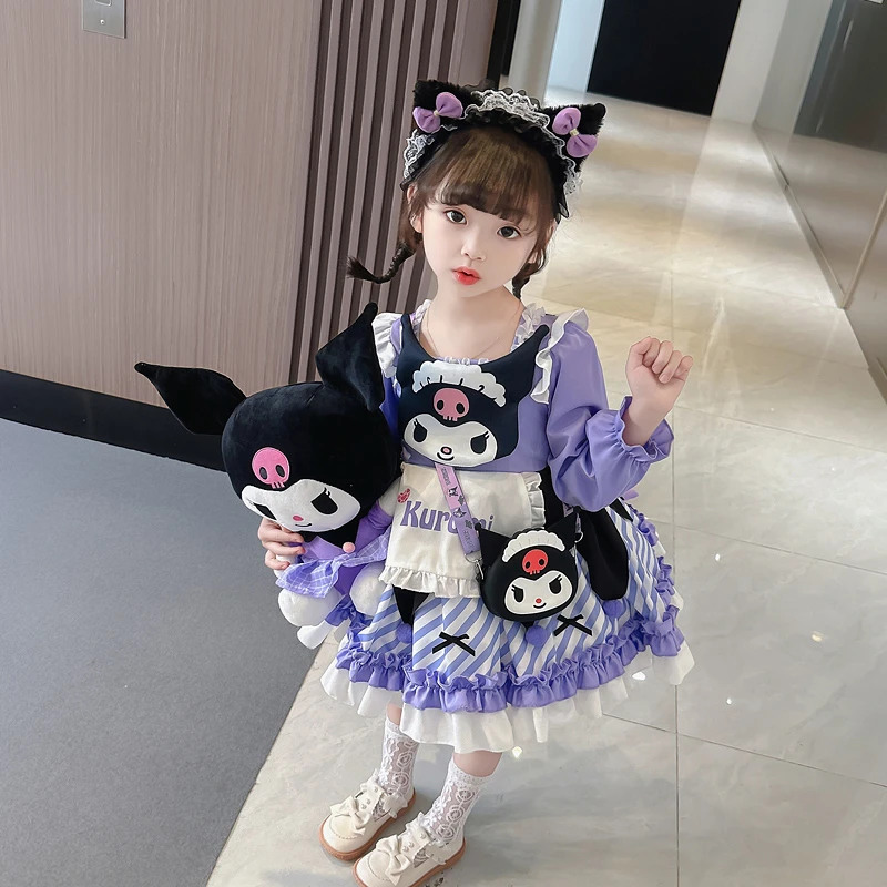 洛丽塔女童公主裙2025夏季库洛米长袖连衣裙女短袖洋气蓬蓬裙春秋