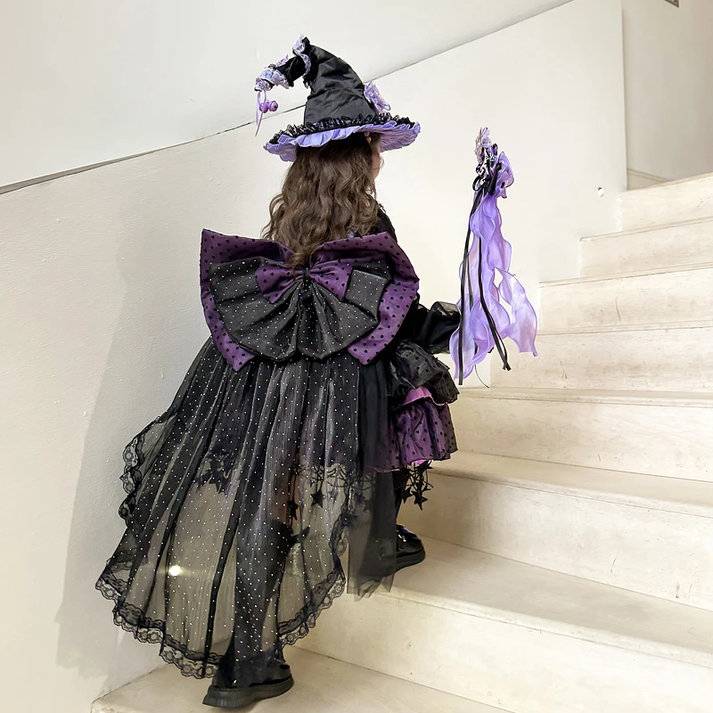 儿童万圣节库洛米连衣裙宝宝COSplay表演服重工拖尾洛丽塔公主裙