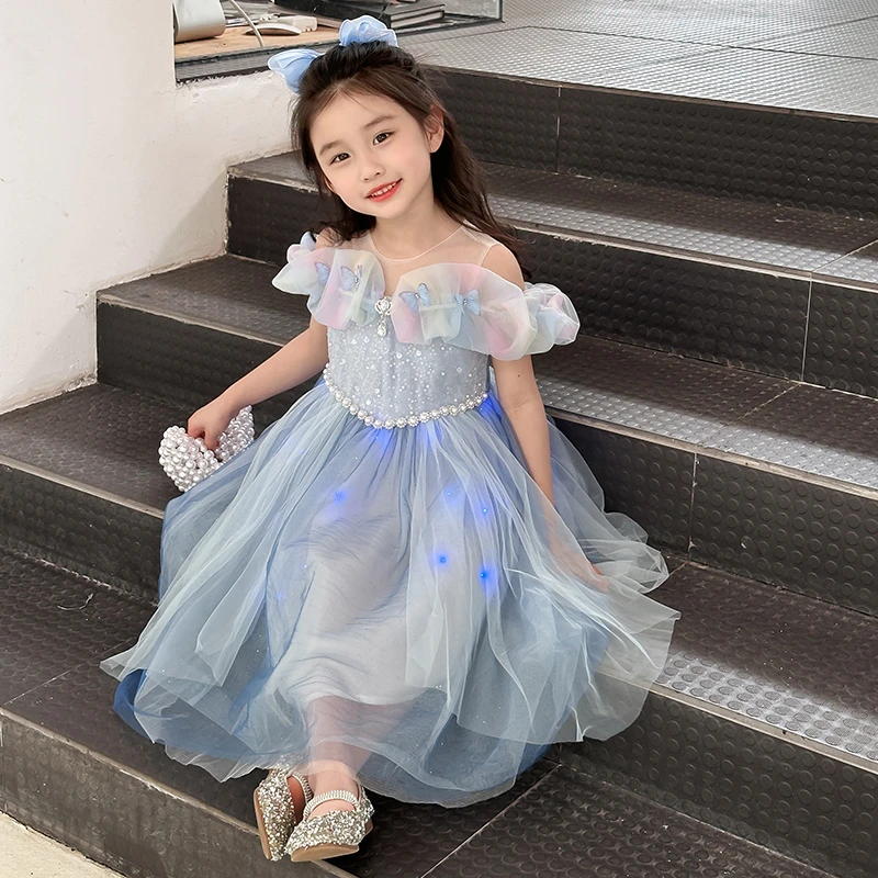 女童公主裙夏装2023新款洋气小女孩超仙网纱连衣裙儿童爱莎礼服裙