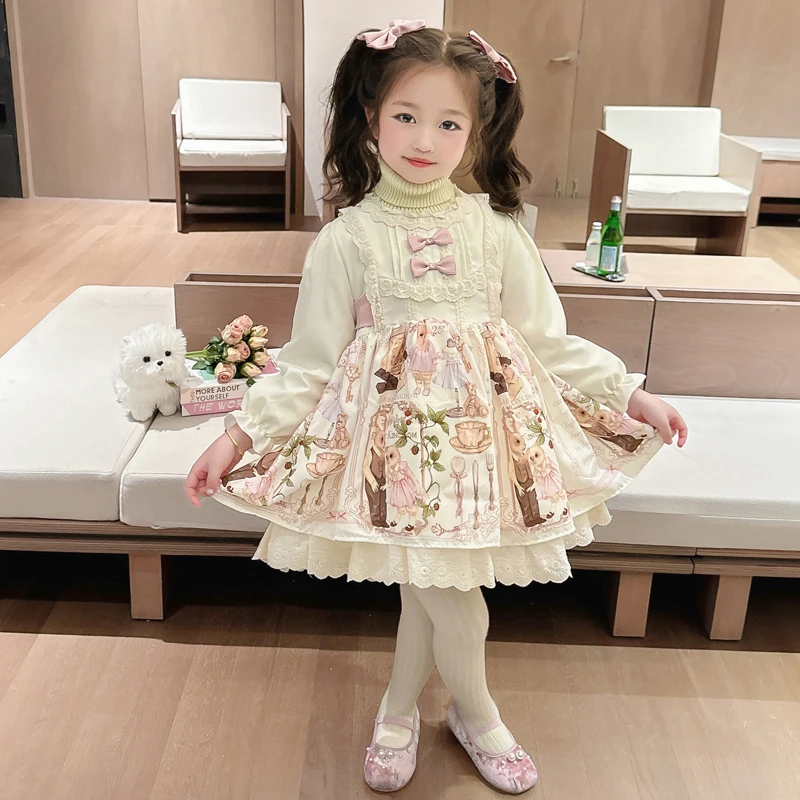 女童洛丽塔公主裙秋冬季2025新款洋气儿童长袖连衣裙子加厚蓬蓬裙