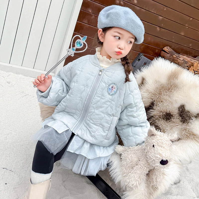 艾莎女童夹棉外套秋冬装2024新款儿童艾莎棉服女宝宝冬季加厚上衣